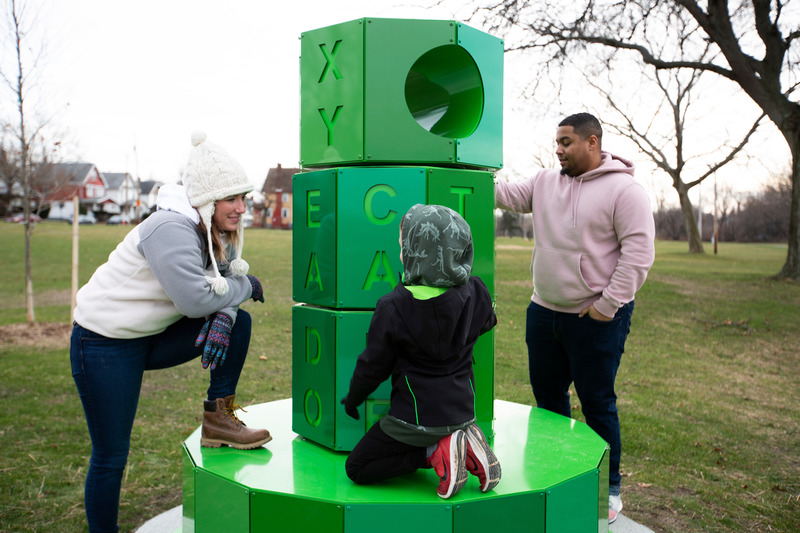Project 4: Shifting Totems is a series of three totems that were designed with the Glenville community in Cleveland, OH to spark moments of pride, empowerment, and inspiration within the community.
Photo credit: The Urban Conga