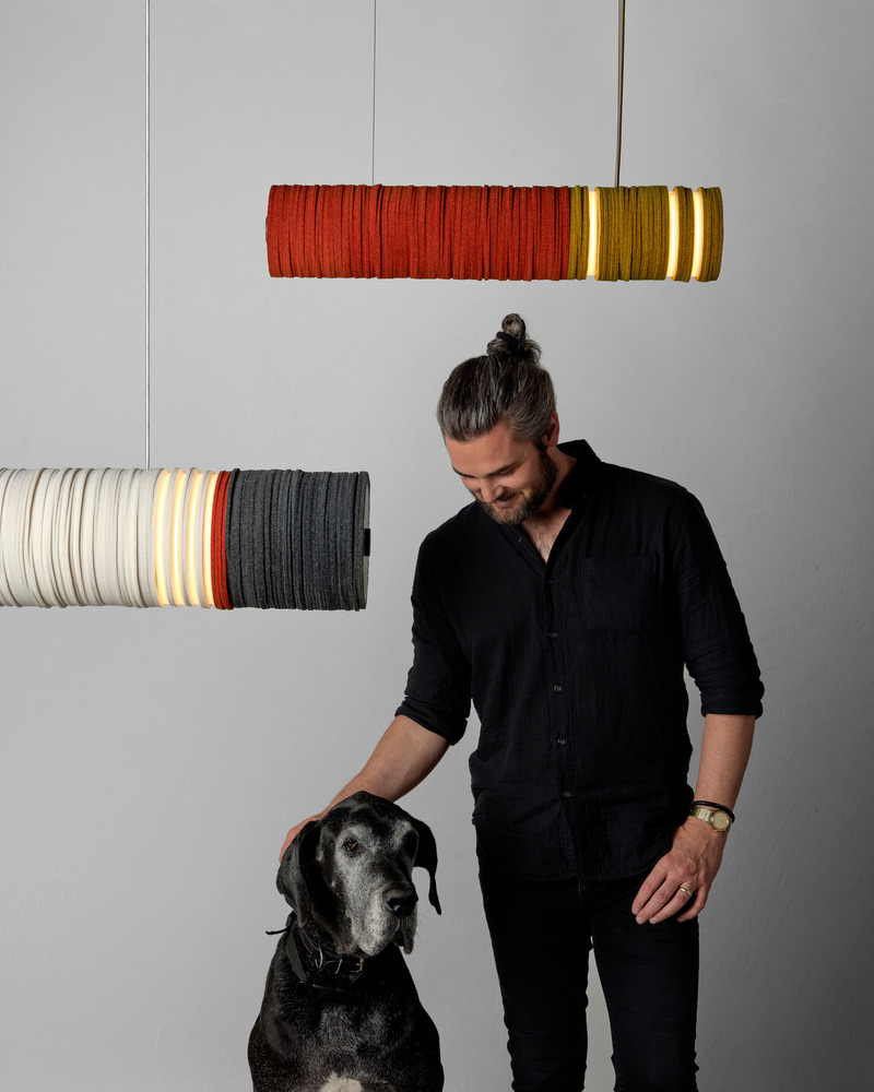 Stackabl founder Jeff Forrest (and Charles) with 2022 pendants by Sarah Coleman
Photo credit: Patrick Biller