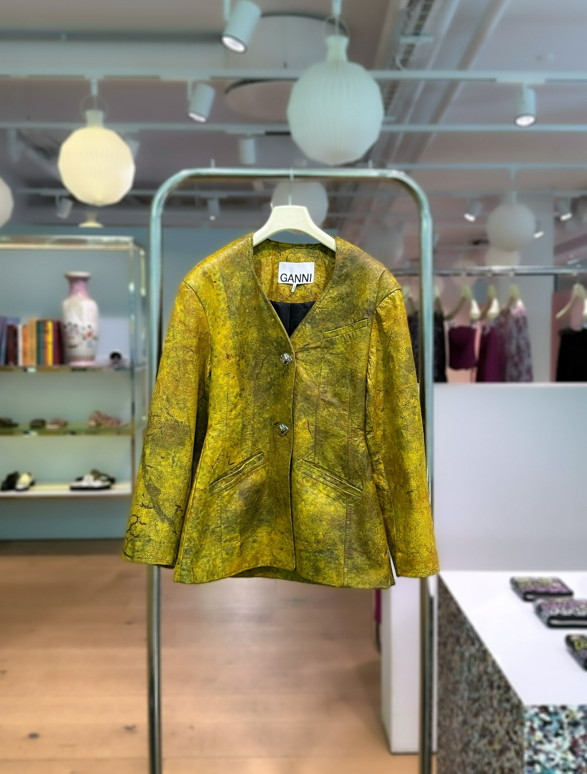 GANNI Fabrics of the Future, the research and development arm of the Danish fashion brand Ganni, announced it would showcase a blazer made with Celium™, a bacterial cellulose leather alternative developed by Polybion.