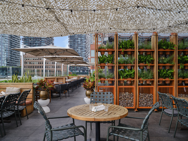 The largest rooftop patio in Toronto's Yonge-Eglinton corridor, STOCK T.C presents a lush and breezy oasis with sweeping views in three directions.
Photo credit: Doublespace