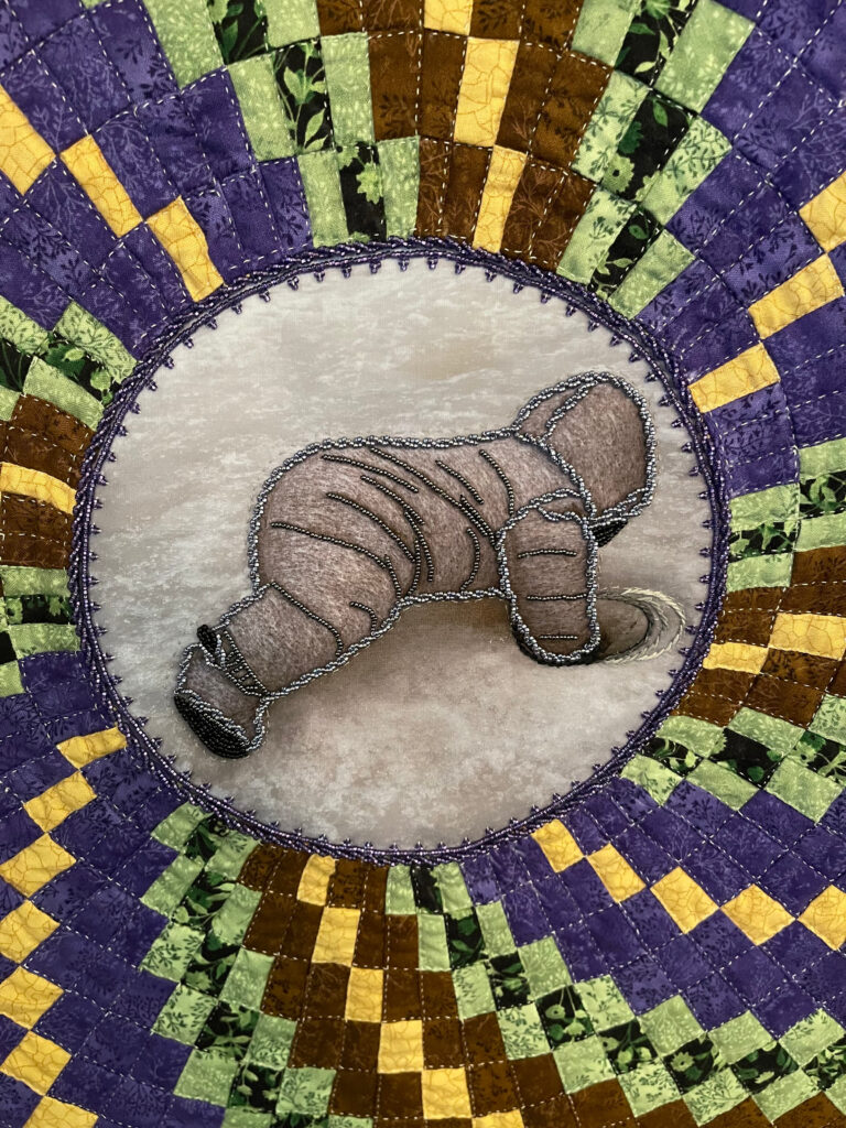 Carla Hemlock
The First Greeting (2023)
Textile (Cotton quilt, ribbon, and glass beads)
Photo credit: Carla Hemlock