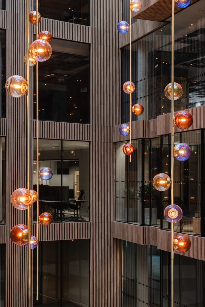 Radiant Aura of 106 Hand-Blown Glass Orbs