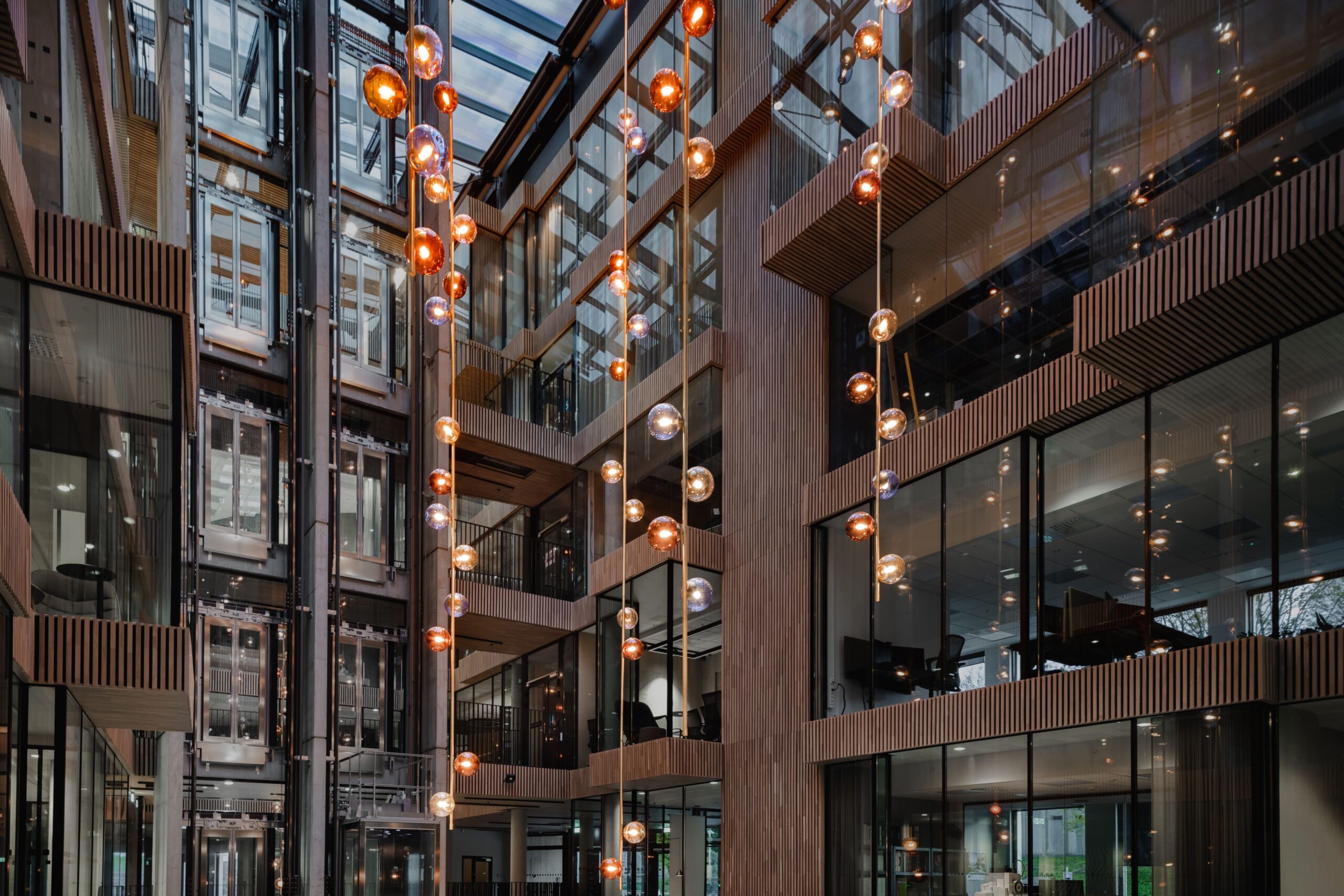 Radiant Aura of 106 Hand-Blown Glass Orbs