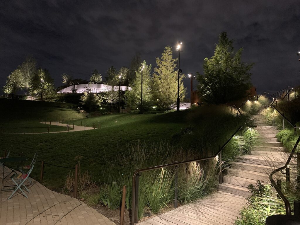 "Discover the Urban Oasis: Little Island in NYC Transformed with Light and Greenery!"
