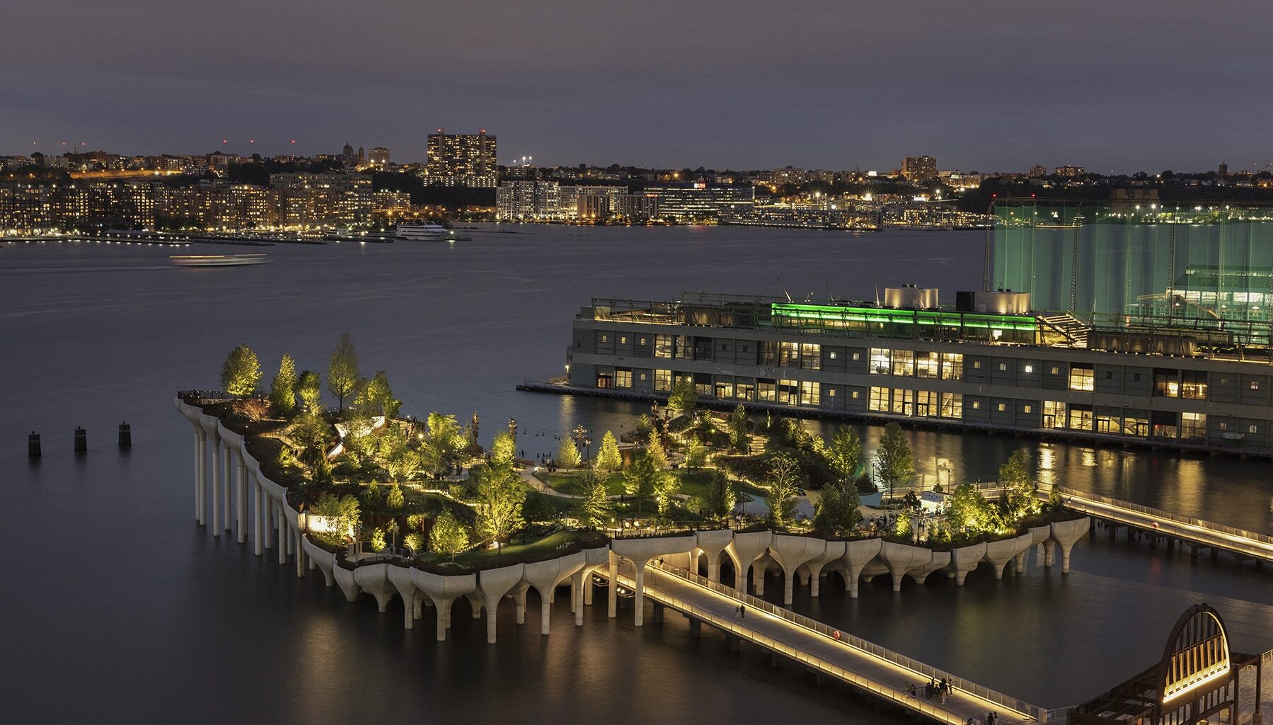 "Discover the Urban Oasis: Little Island in NYC Transformed with Light and Greenery!"