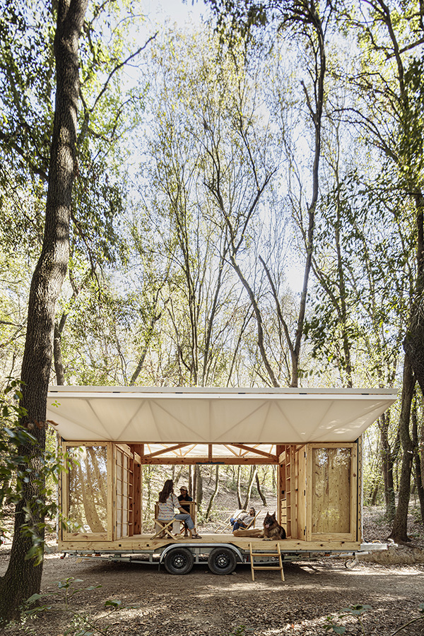 MOCA, a mobile house produced by the Master in Advanced Ecological Buildings & Biocities programme at Valldaura Labs, from the Institute for Advanced Architecture of Catalonia (IAAC).