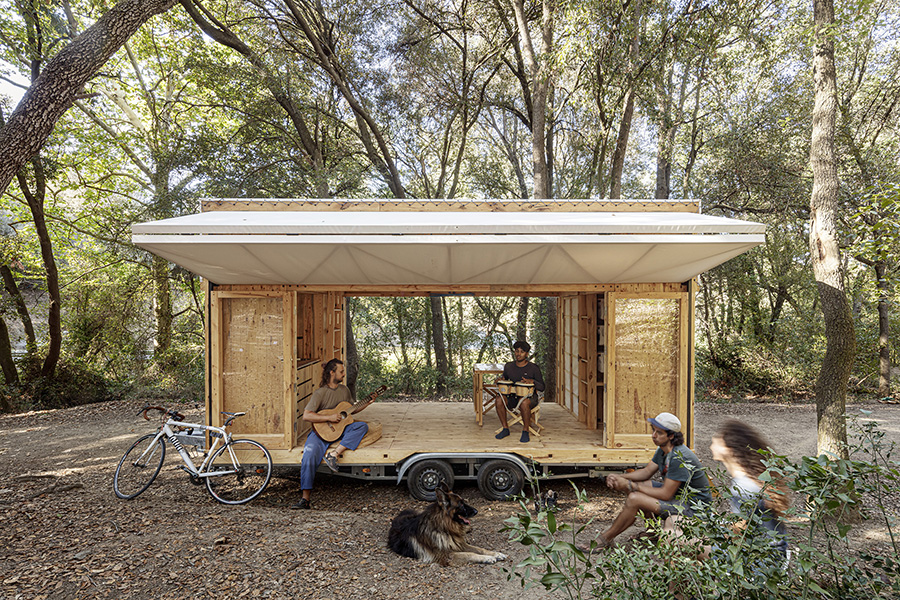 MOCA, a mobile house produced by the Master in Advanced Ecological Buildings & Biocities programme at Valldaura Labs, from the Institute for Advanced Architecture of Catalonia (IAAC).