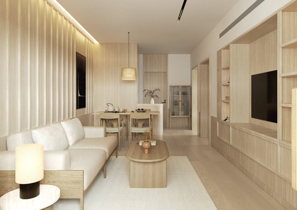 Relaxing Japandi Apartment Amidst the Bustling Metropolis of Shanghai