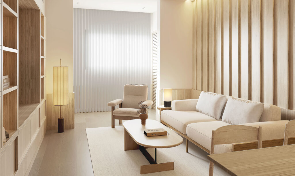 Relaxing Japandi Apartment Amidst the Bustling Metropolis of Shanghai