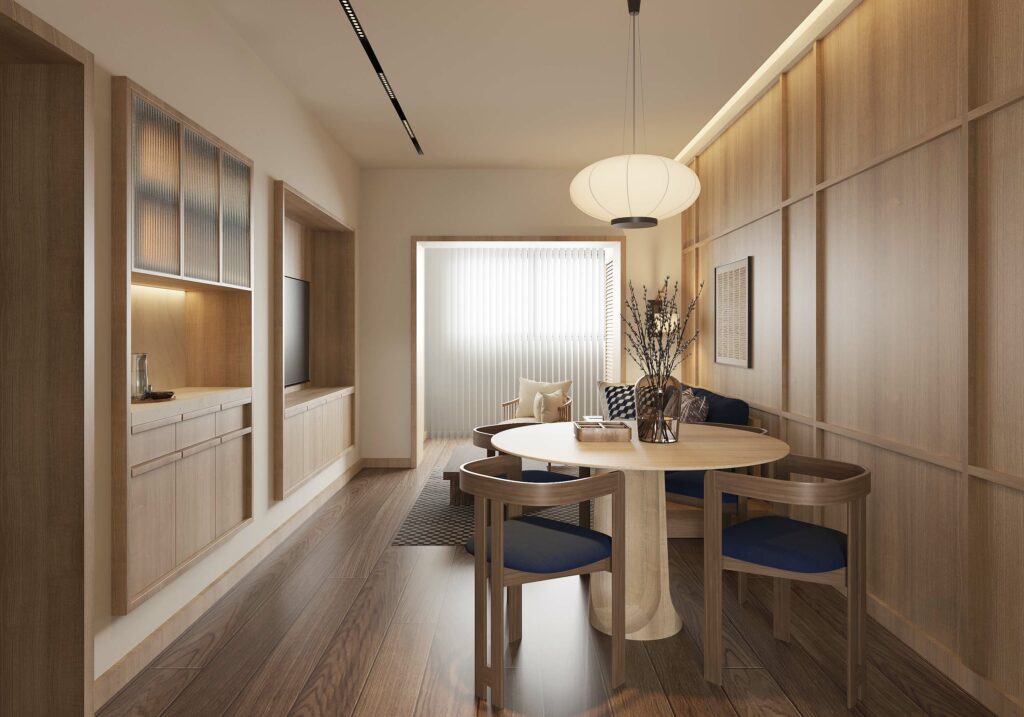 Relaxing Japandi Apartment Amidst the Bustling Metropolis of Shanghai