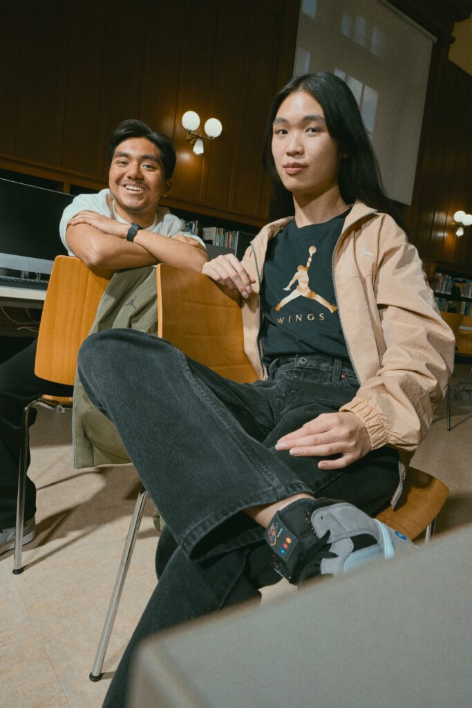 Rogelio and Oscar, two of the NYC student designers of the Air Jordan I Mid Subway.