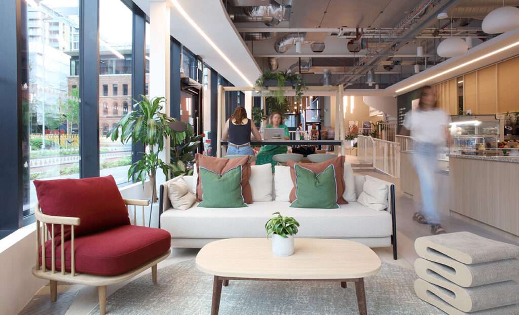 Lounge seating adjacent to cafe