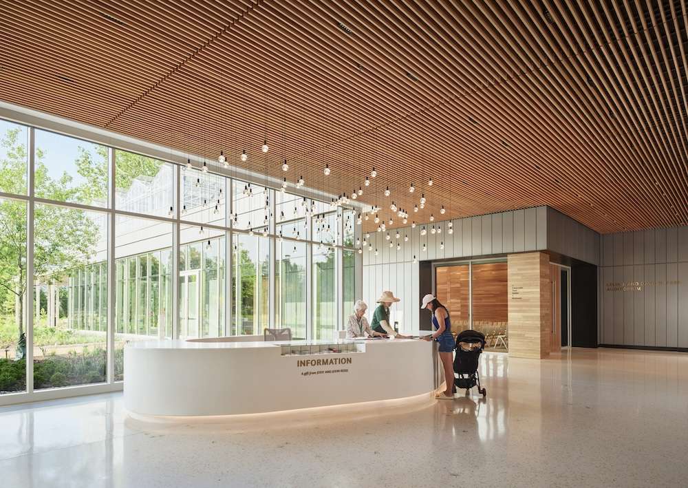 Missouri Botanical Garden information desk and lighting inspired by natural forms