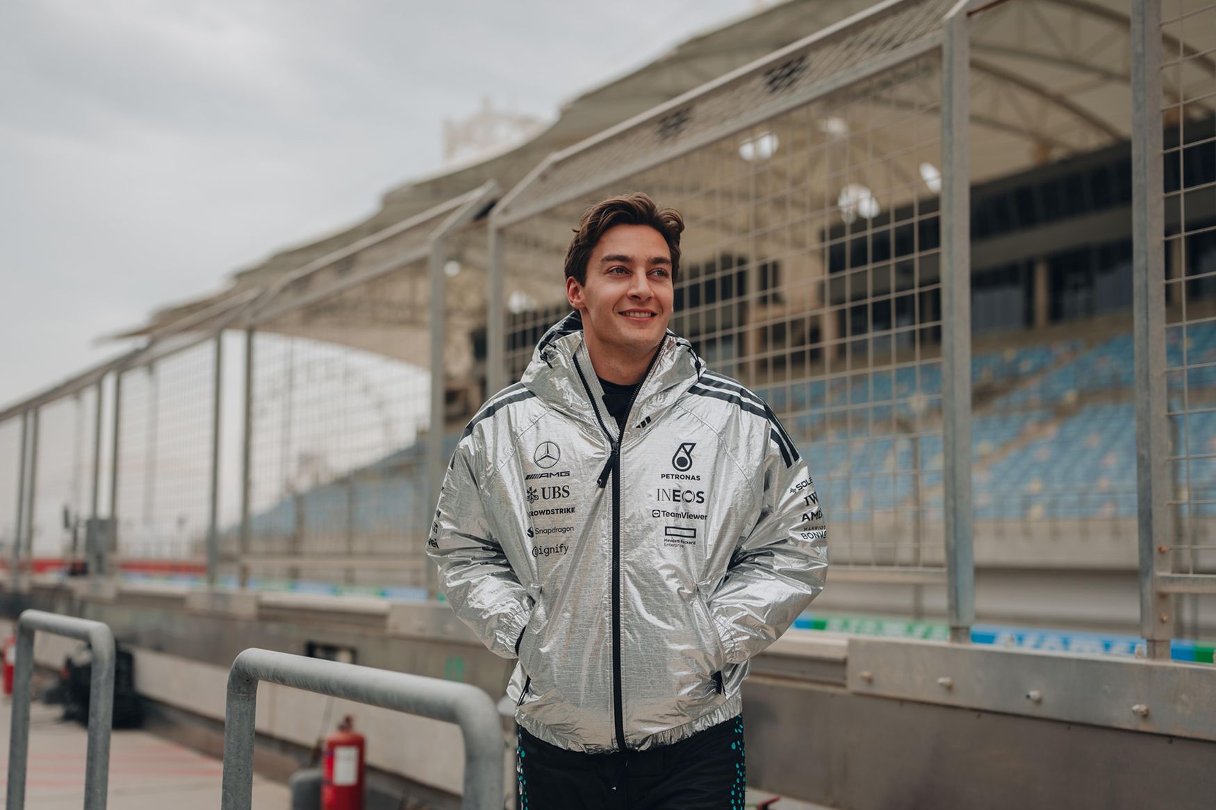 George Russell in the adidas CLIMACOOL System at Bahrain testing