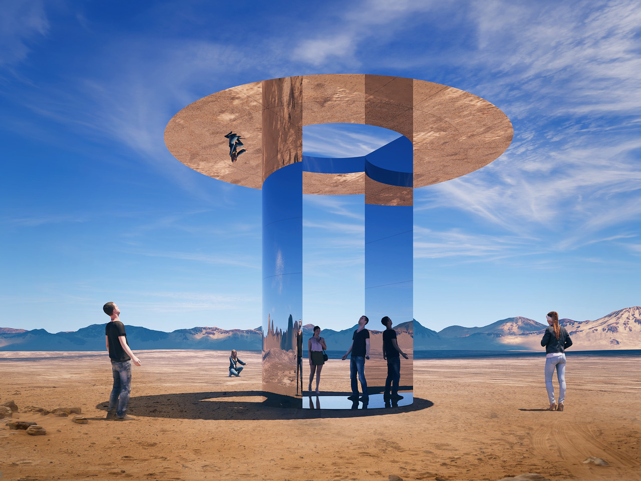 The Point of Unity Installation at Burning Man Reflects the Sky 