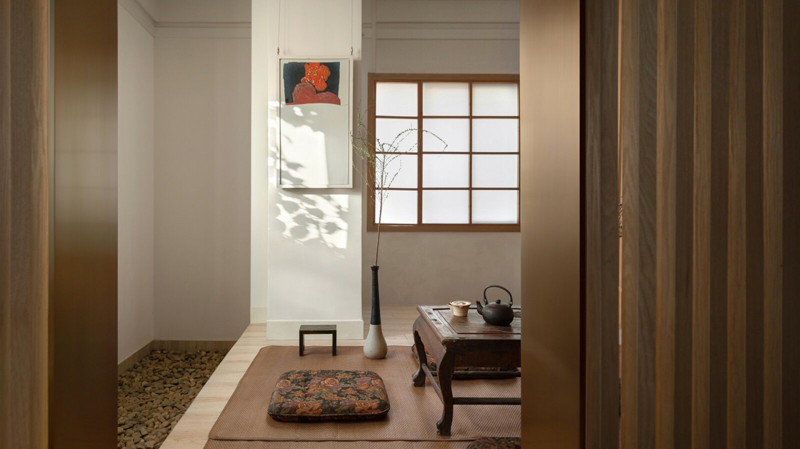 Lim + Lu's An Artist's Teahouse is a calm, beautifully layered hideaway where creativity and tradition sip tea together. Set in a sleepy little village in Foshan, the 200-square-meter space feels like the artist's own quiet rebellion against noise, equal parts thoughtful design and personal sanctuary.