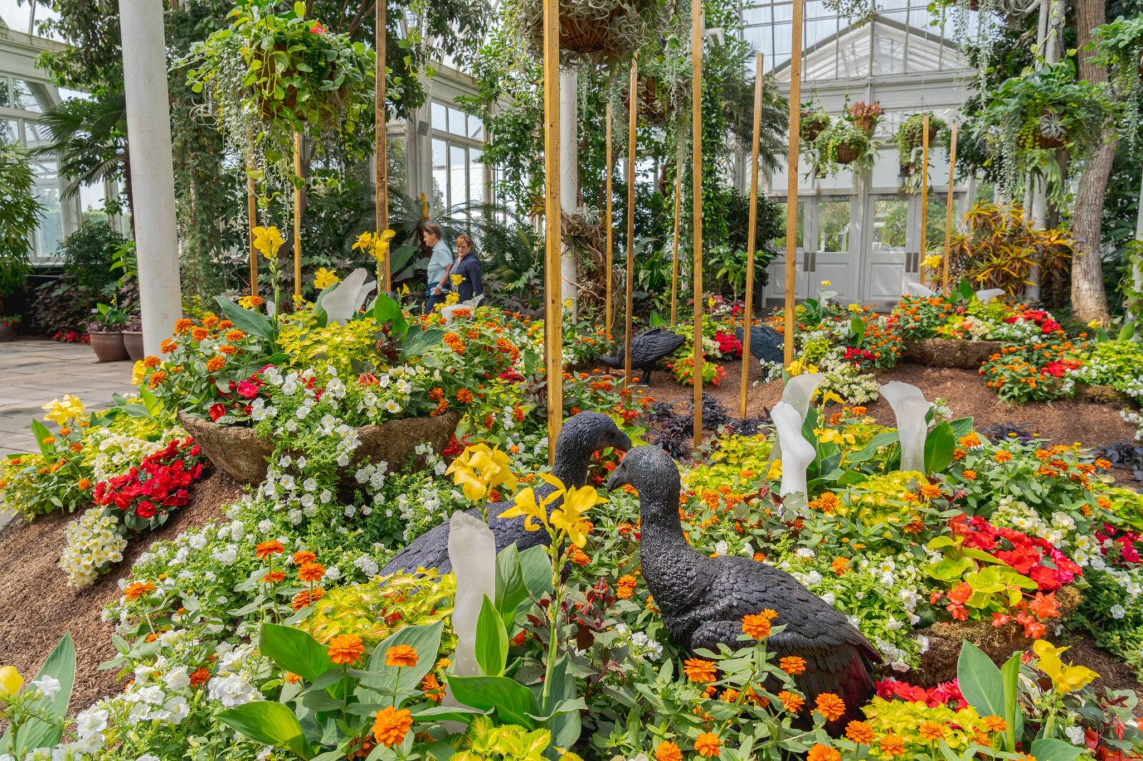 Detail of ...things come to thrive...in the shedding...in the molting...(2023) in the Seasonal Exhibition Galleries of the Enid A. Haupt Conservatory (NYBG Photo)