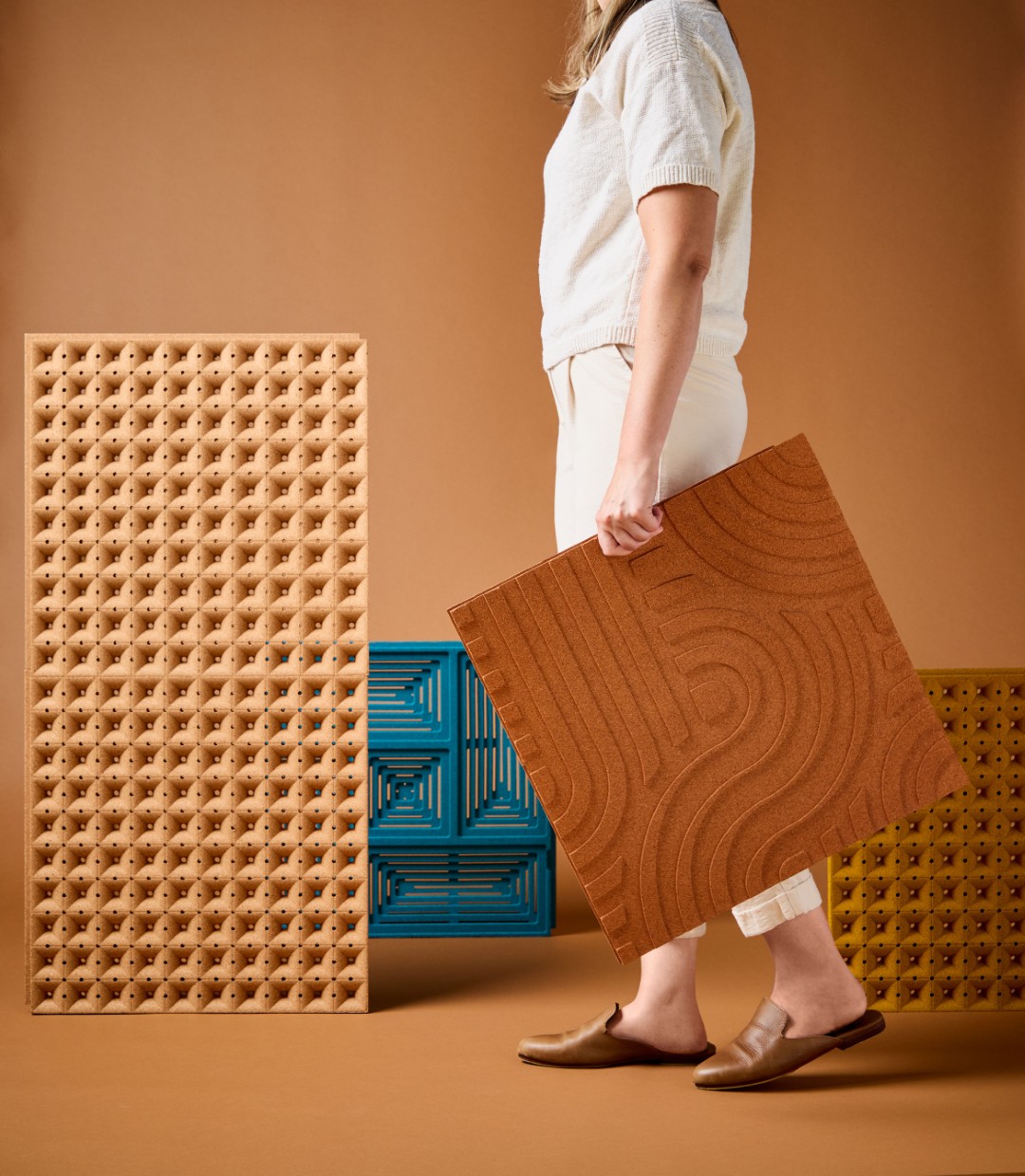 Organic Blocks Turn Cork into Sculptural Acoustic Walls