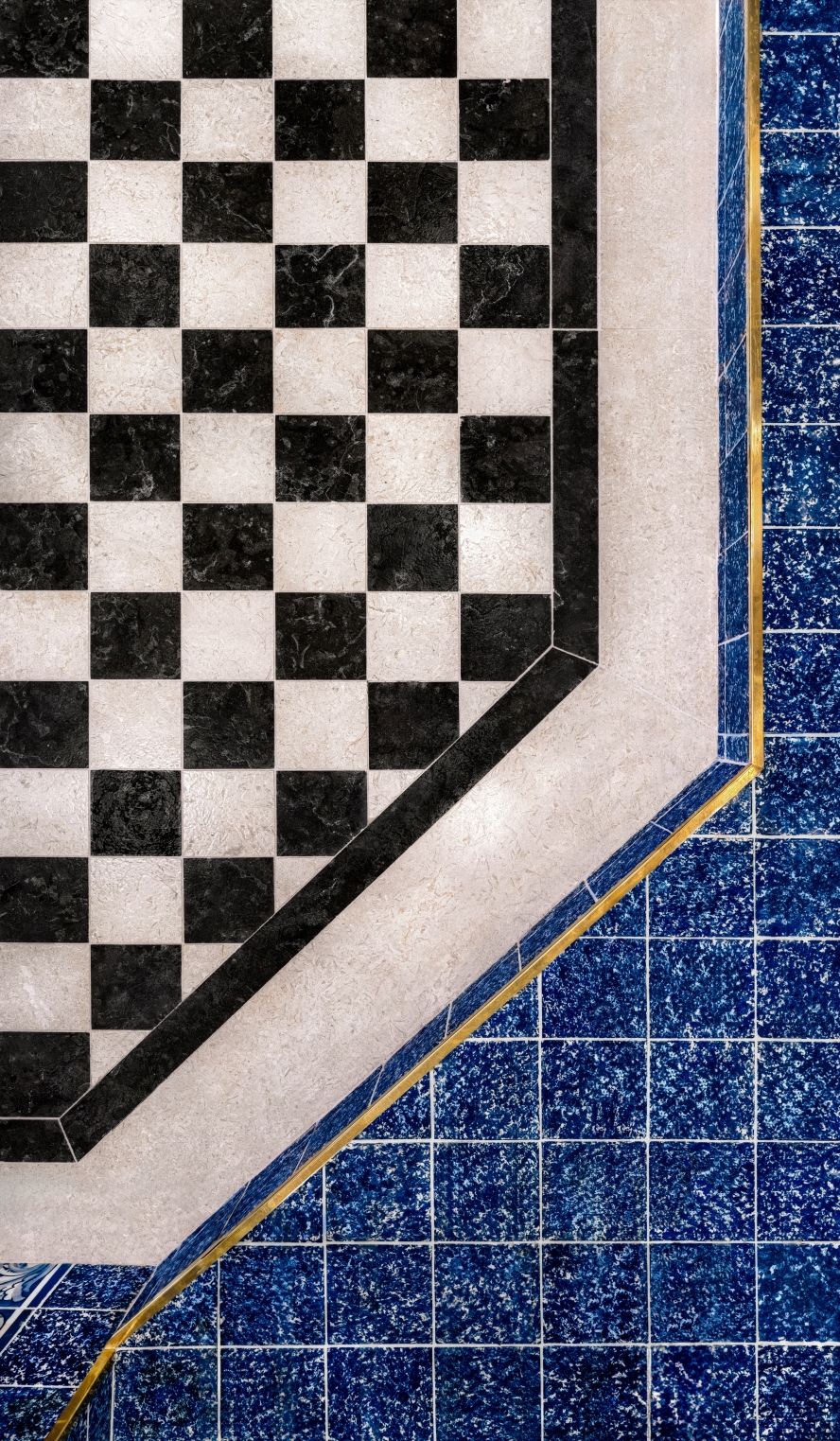Custom-made black and white tiles