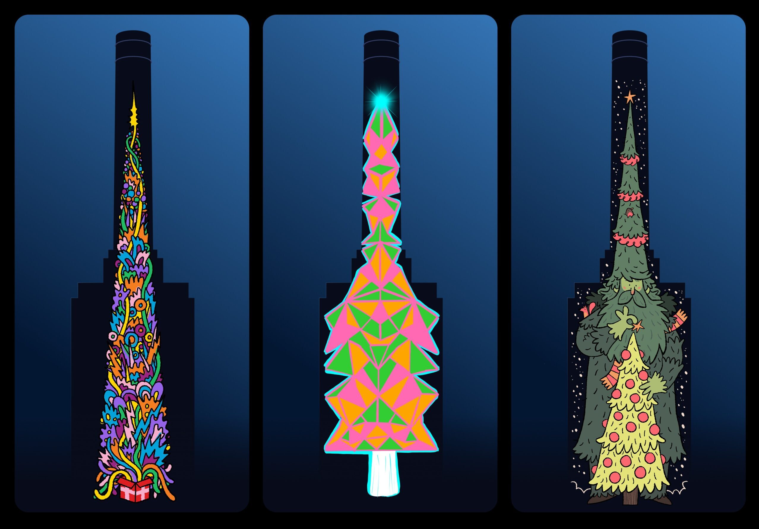 スペースエイジ　ミッドセンチュリー　ボールスカルプチャー　ボールツリー Apple Projects iPad-Drawn Christmas Trees in London Headquarters