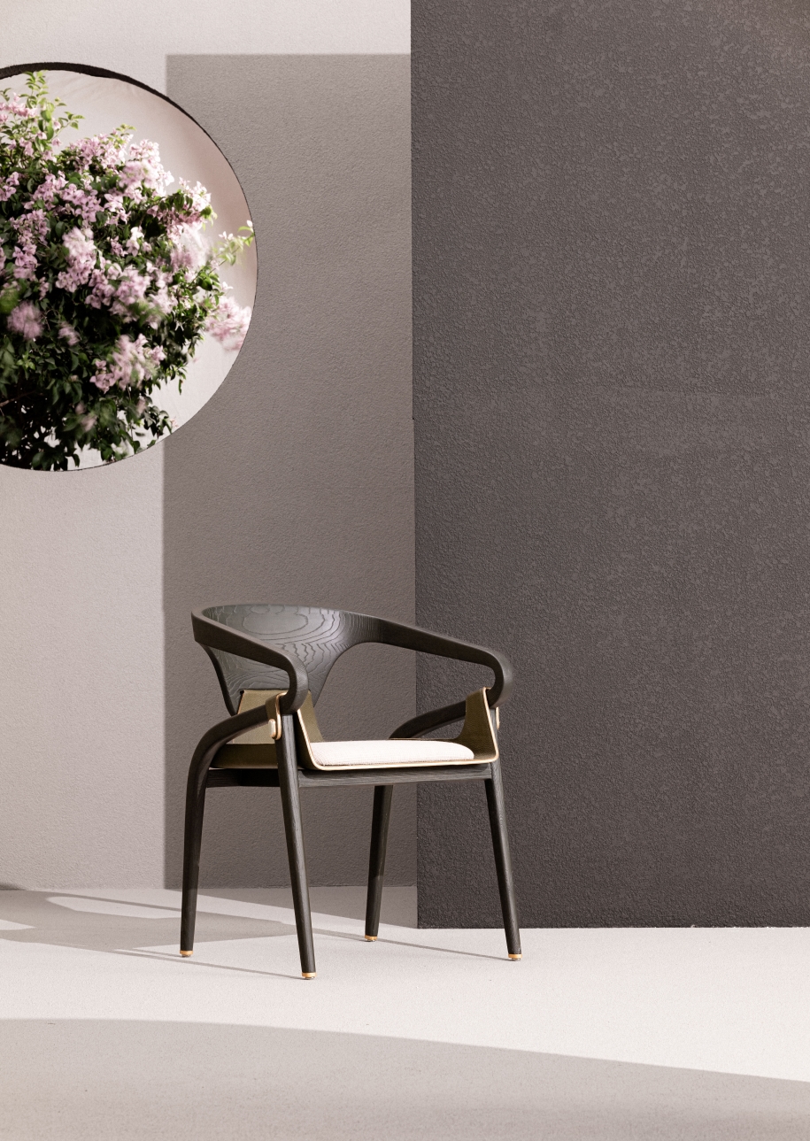 Sand Dune Chair feautures wood, metal and composite material