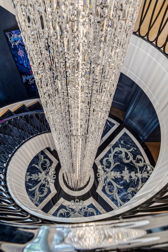 Cascading crystal chandelier