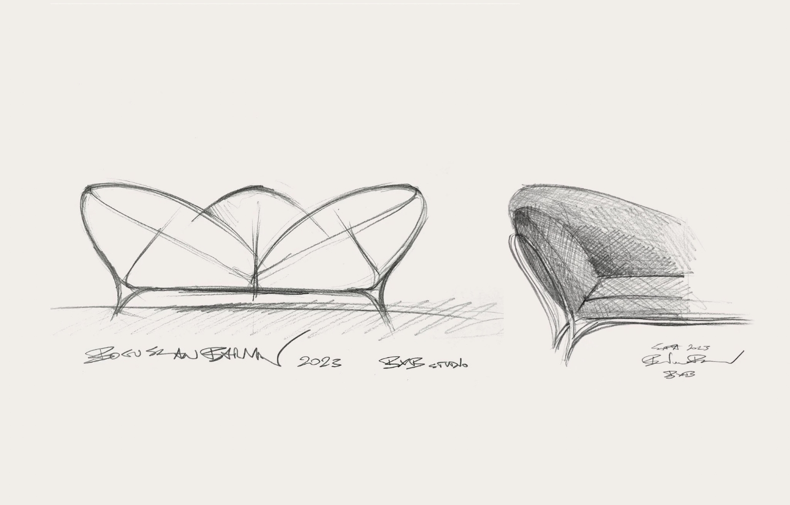 The drawing of Lotus Flower chair