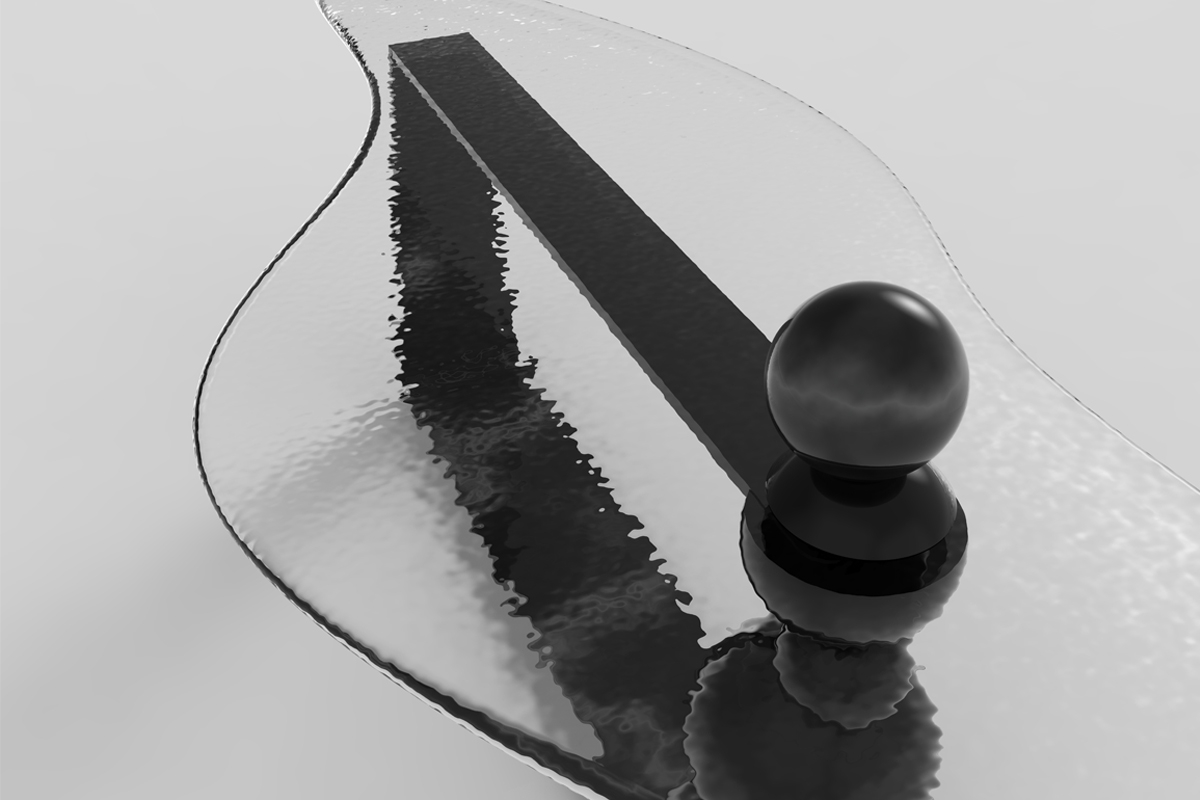 River & Stones, glass top