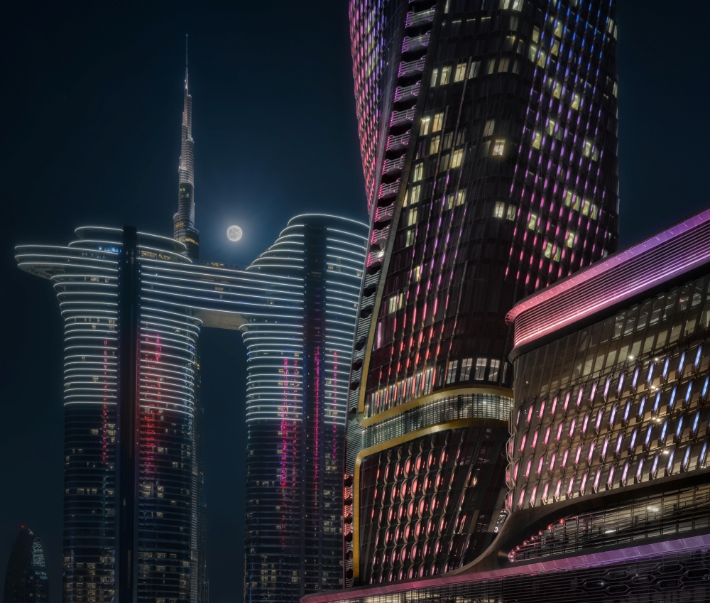 Wasl Tower at night