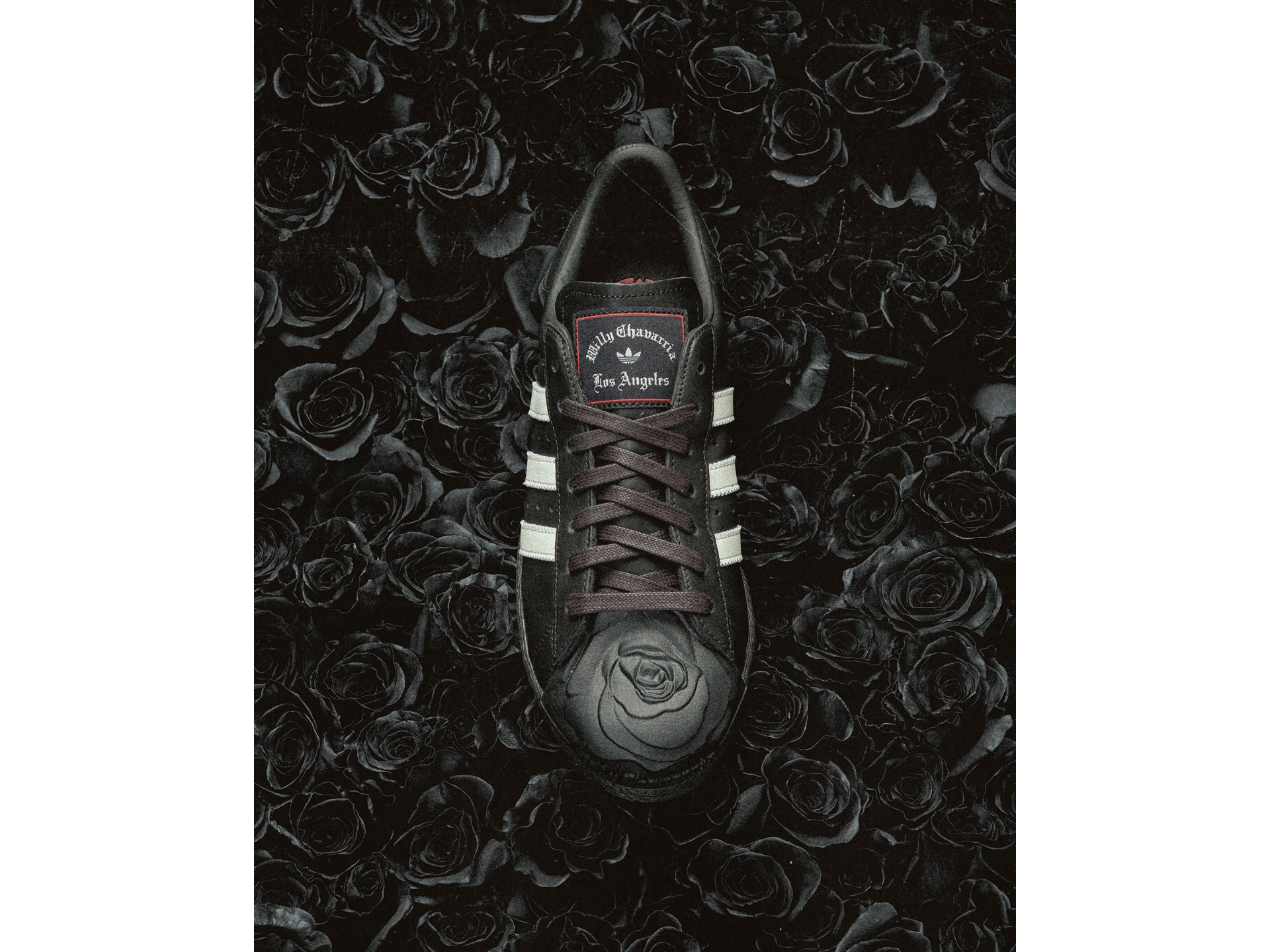 adidas Love Prevails on black rose background
