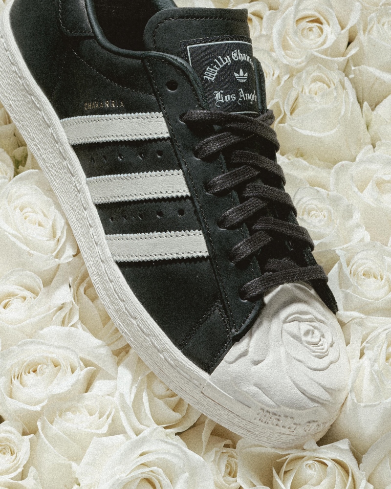adidas Love Prevails on white rose background