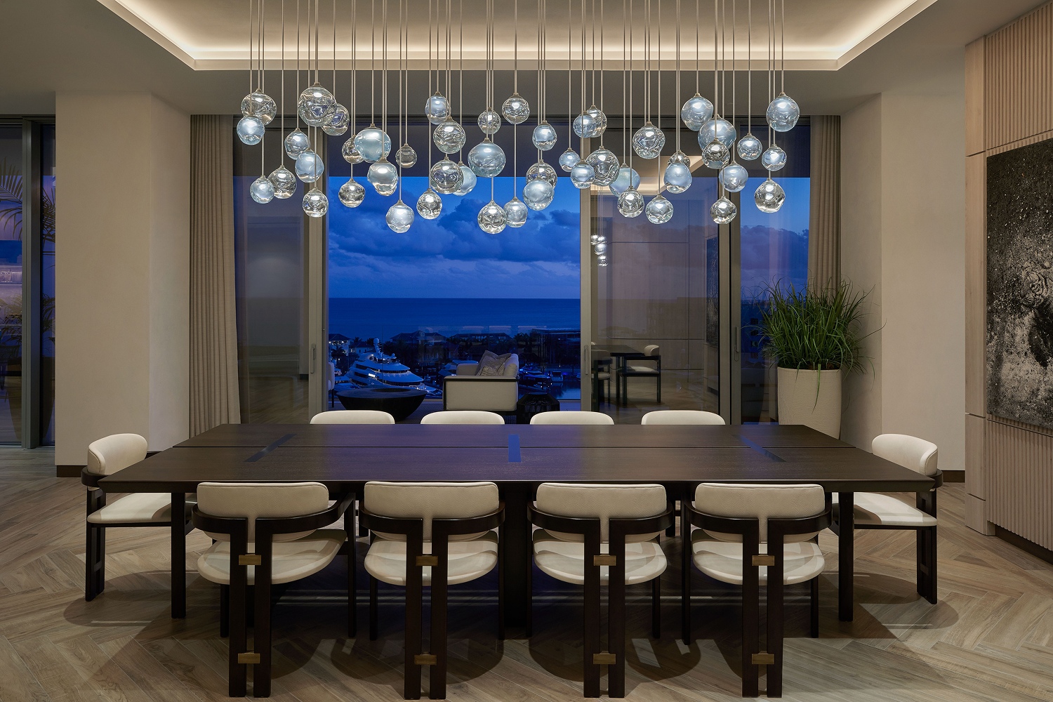 In Dew glass chandeliers by Nulty Bespoke