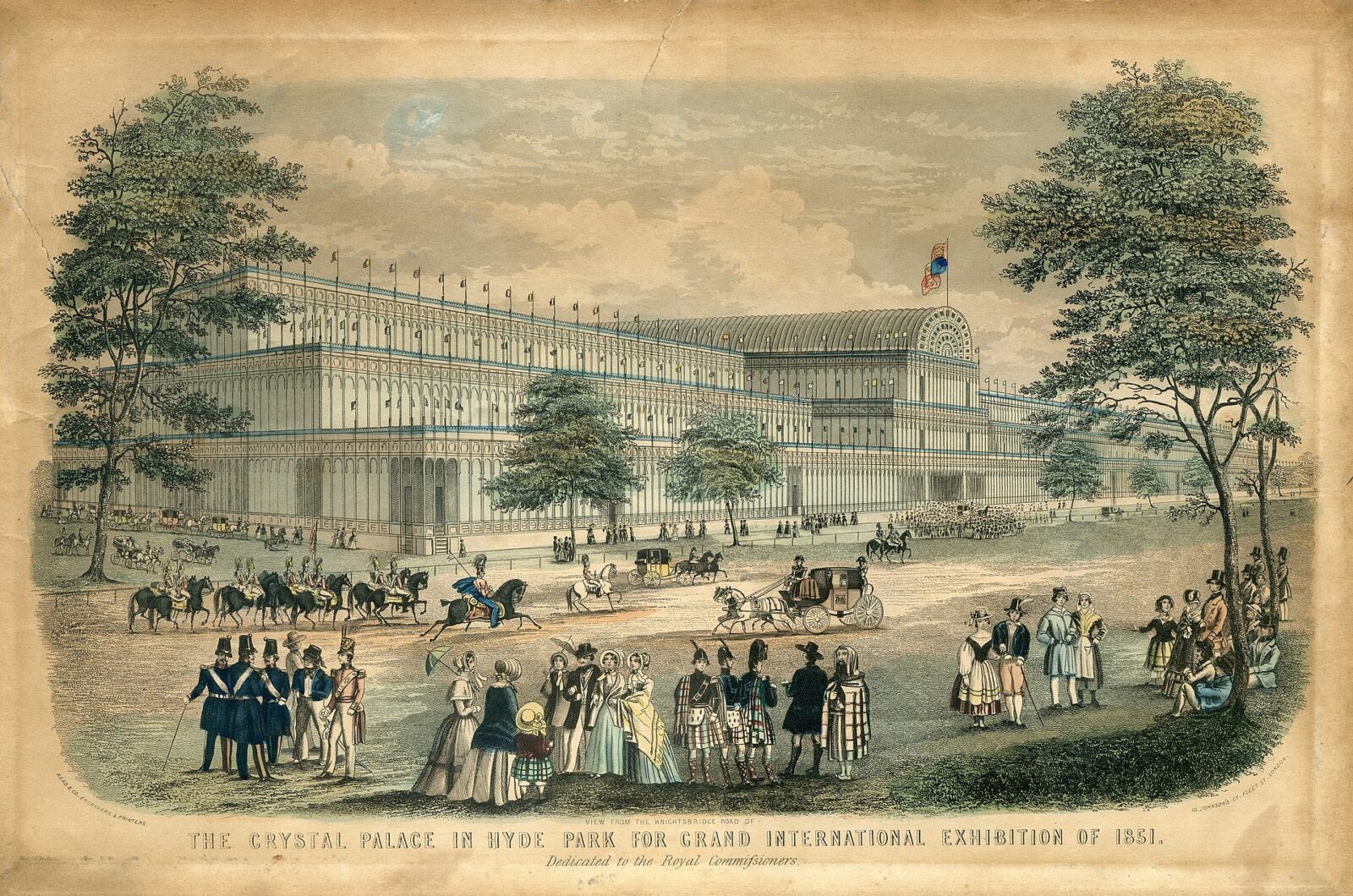 View from the Knightsbridge Road of The Crystal Palace in Hyde Park for Grand International Exhibition of 1851. Dedicated to the Royal Commissioners., London: Read & Co. Engravers & Printers, 1851.