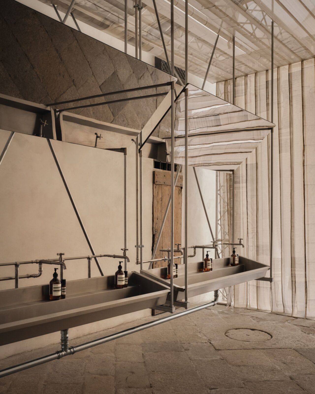 Aesop launches Aposē at Salone del Mobile, "The Factory of Light" installation by Rodney Eggleston of March Studio