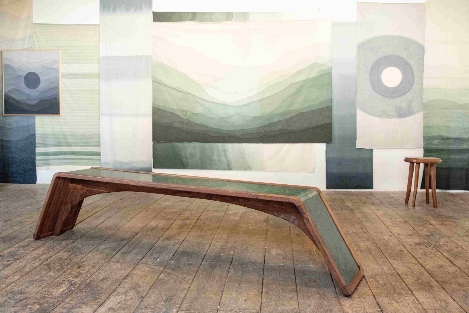 Wood and Marble Bench by Eduardo Orúe Barceló