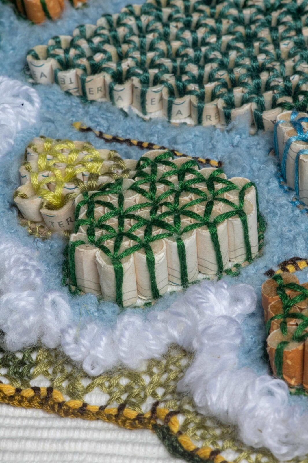 Bin Your Butt, a colourful basket made from recycled cigarette filters, by Nathalie Leung Shing