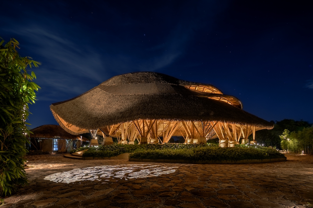 Bamboo pavilion at night