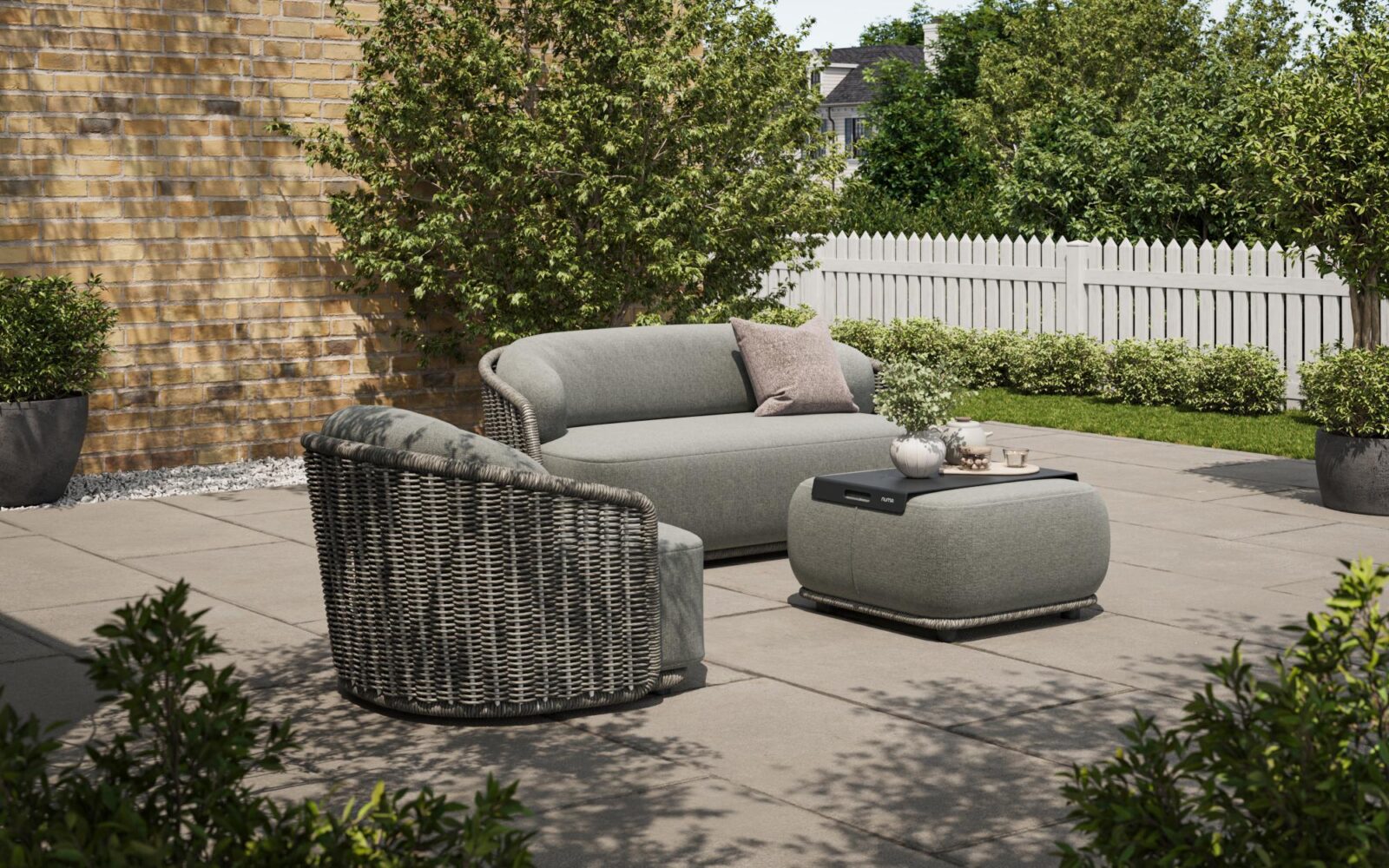 Kepler two seat sofa and footstool by NUMA