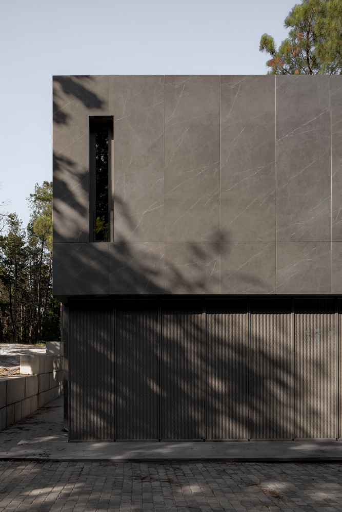 Dark facade