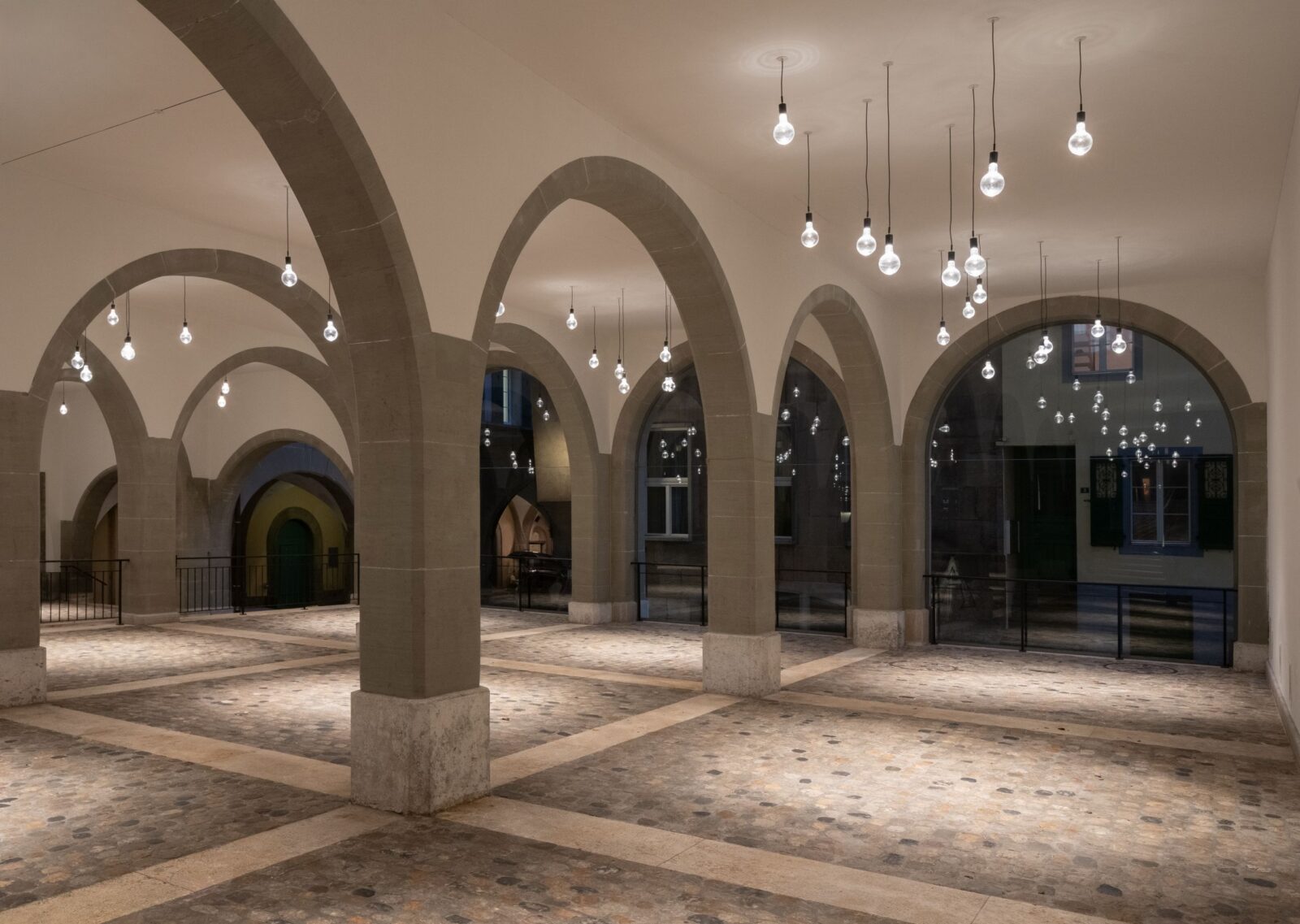 Market Hall in Burgdorf glass pendant lights by Luminum GmbH