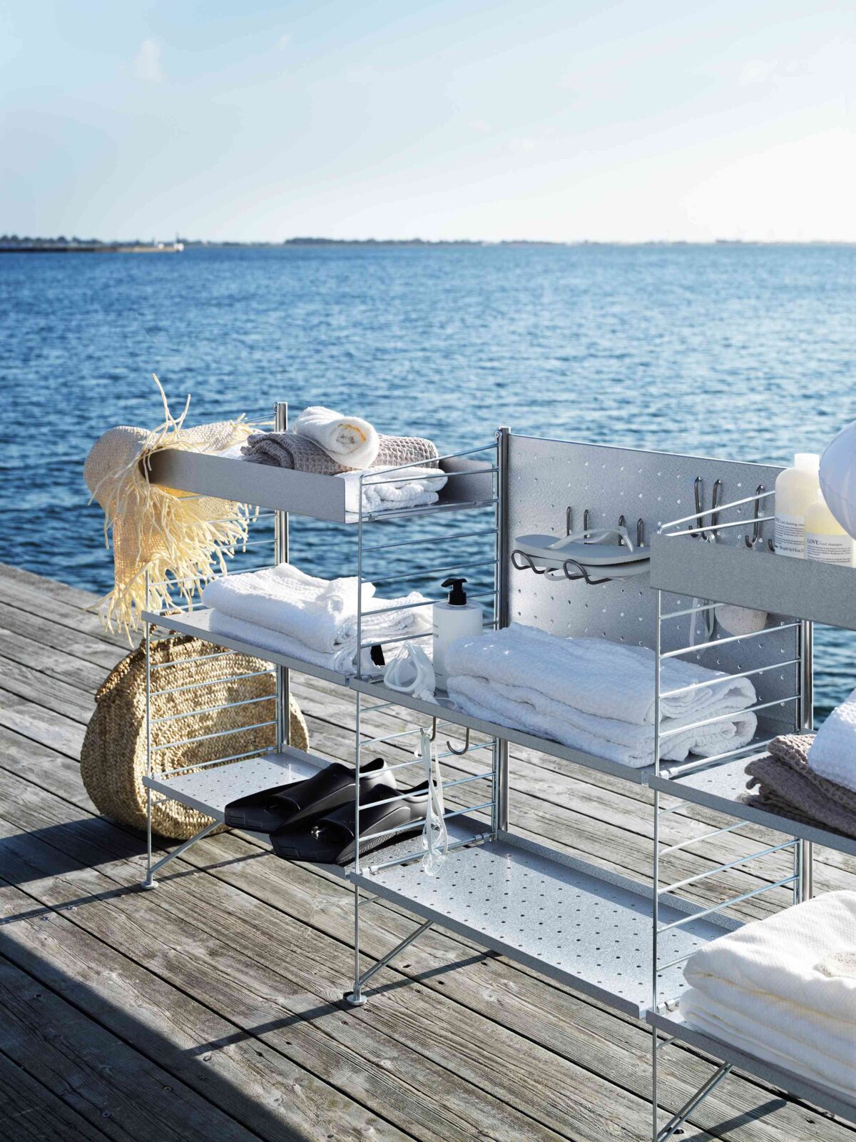 String Furniture's freestanding outdoor shelving