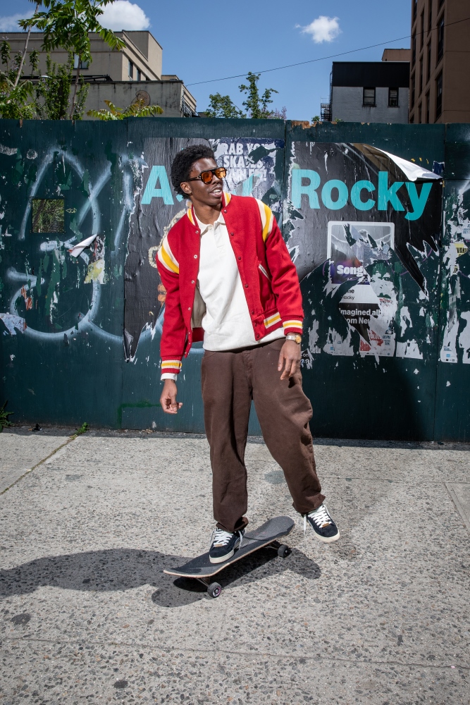 A model wearing A$AP ROCKY x PUMA Suede ’94