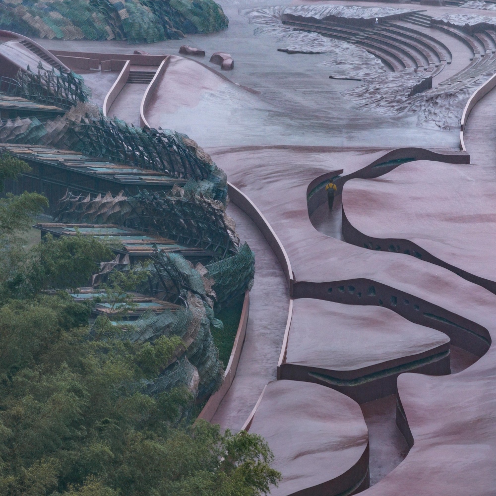 Aerial View of the Roaming Paths on a Rainy Day