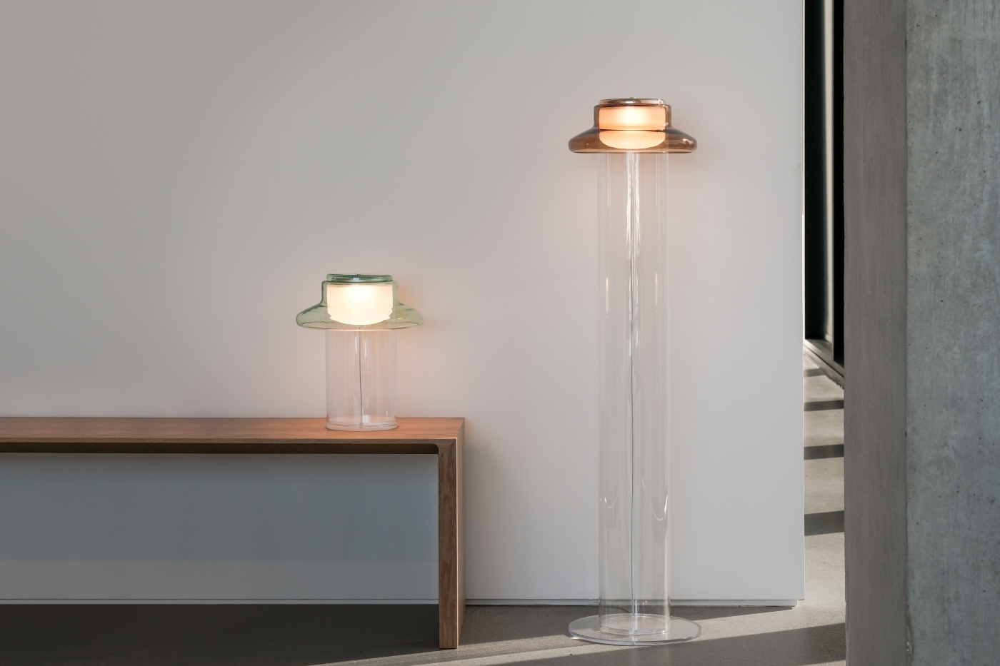 Pace Table and floor lamp Float and Umber finish