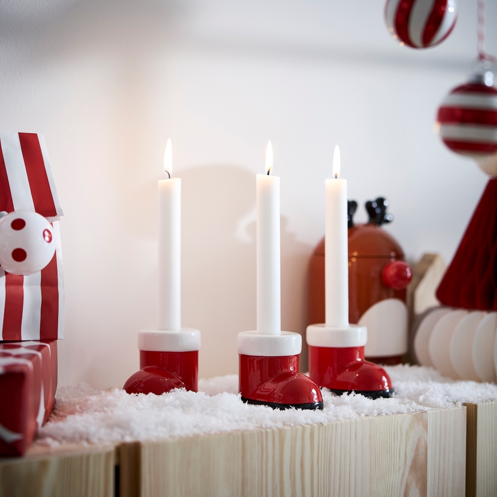 Candlestick in a playful Santa boot shape, designed by Marta Krupińska.